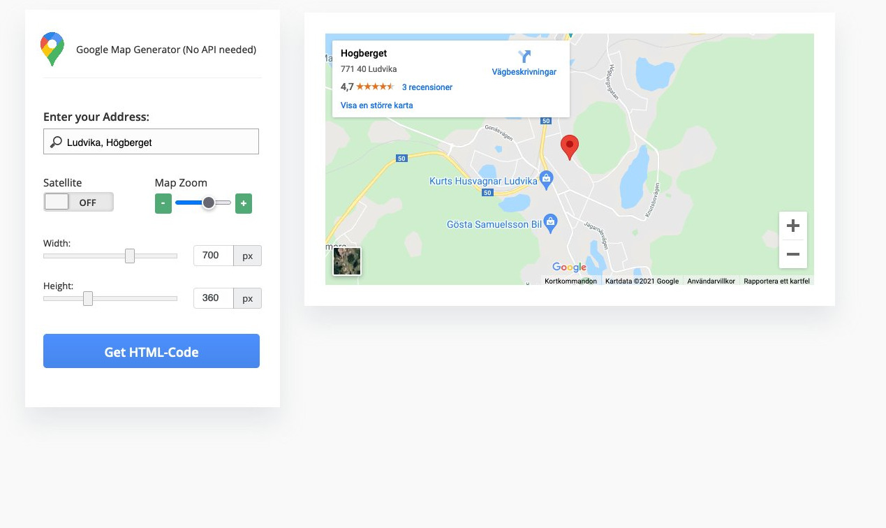 Google Map Generator Ludvika